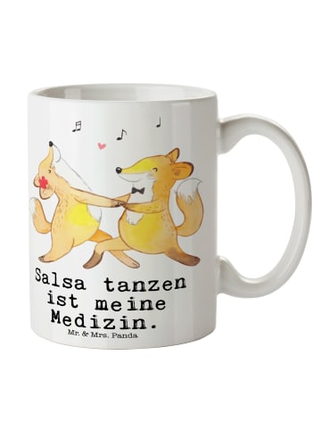 Mr. & Mrs. Panda Teetasse Füchse Salsa tanzen mit Spruch in Weiß
