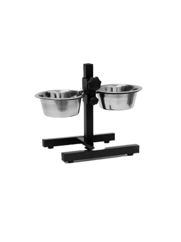 relaxdays Hunde-Futterstation in Silber - 2x 0,8 l