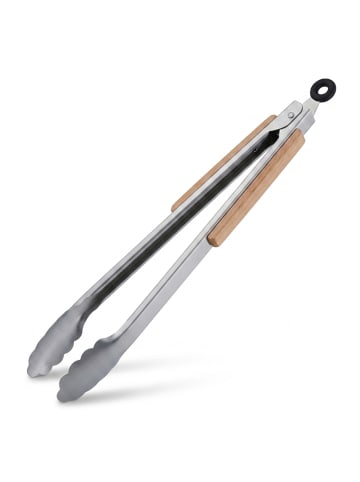 relaxdays Grillzange in Silber/ Natur - 38 cm