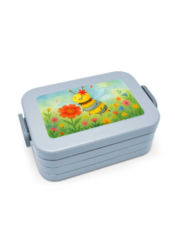 Mr. & Mrs. Panda Lunchbox Biene Blume Design ohne Spruch in Blau Pastell