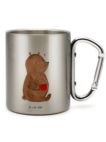 Mr. & Mrs. Panda Edelstahltasse Bär Kaffee ohne Spruch in Silber