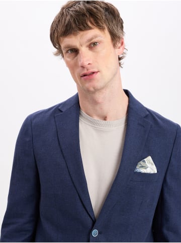 Nils Sundström Sakko mit Leinenanteil in marine