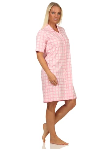 NORMANN kurzarm Nachthemd zum komplett durchknöpfen - 62561 in rosa