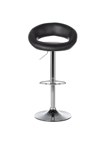 home24 home24 Barstuhl aus Metall und Kunstleder im modernen Stil in Schwarz / Chrom