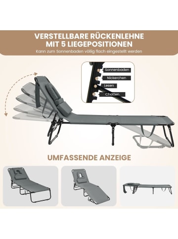 COSTWAY Sonnenliege mit Gesichtsöffnung in Grau