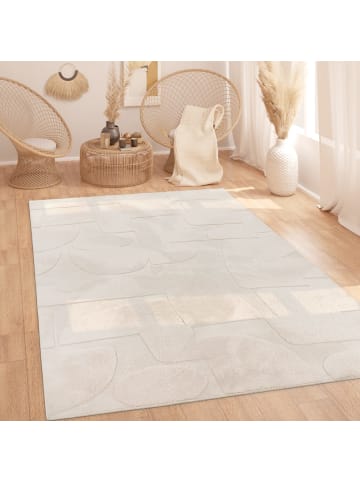 KADIMA DESIGN Teppich Kurzflor waschbar Struktur Wohnzimmer in Creme