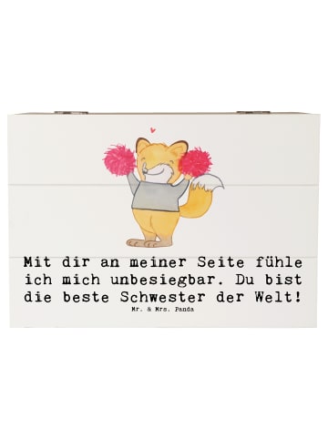 Mr. & Mrs. Panda Holztruhe Beste Schwester mit Spruch in Weiß