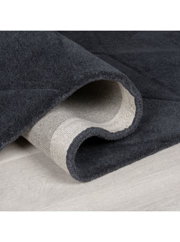 KADIMA DESIGN Wollteppich 3D-Geometrie Hoch-Tief-Struktur Shard Teppich Wolle in Anthrazit
