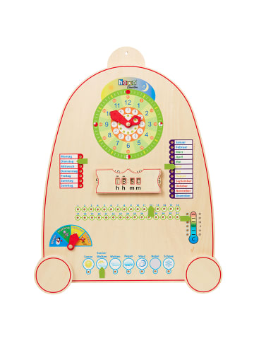 howa Lernuhr mit Kalender, Jahreszeiten und Wetter aus Holz für Kinder ab 3 Jahren