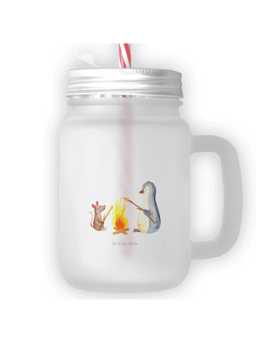 Mr. & Mrs. Panda Trinkglas Pinguin Lagerfeuer ohne Spruch in Transparent