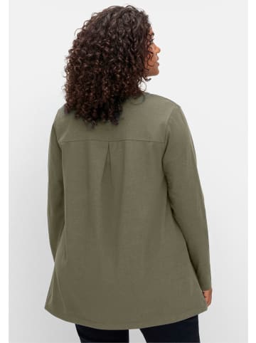 sheego Langarmshirt in khaki-meliert