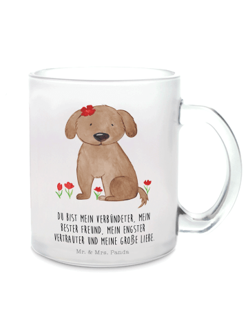Mr. & Mrs. Panda Trinkbecher Hund Dame mit Spruch in Transparent