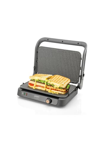 Arzum Arzum Tostçu Delux 1800W, Sandwichmaker, Antihaft-Gusseisenplatte in Grau