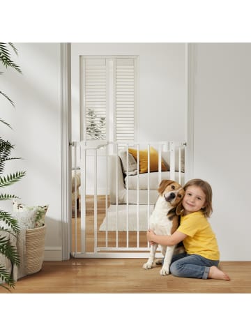Pawhut Hunde Türschutzgitter Weiß 76-82L x 3B x 76H cm