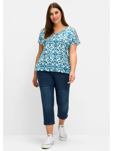 sheego Shirt in dunkelpetrol-gemustert