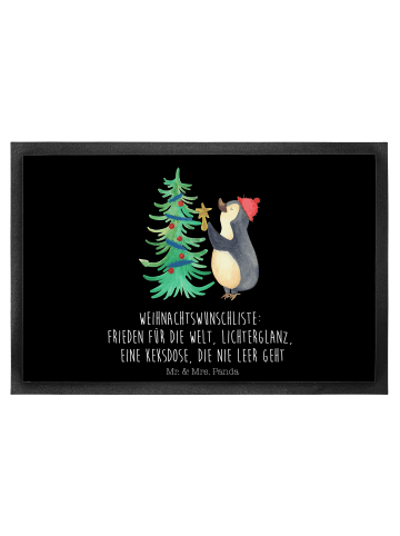 Mr. & Mrs. Panda Schmutzfangmatte Pinguin Weihnachtsbaum mit Spruch in Schwarz