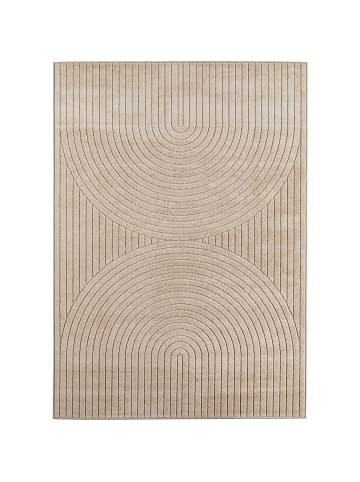 KADIMA DESIGN Kurzflorteppich Skandi 3D-Bögen Waschbar Wohnzimmer in Beige