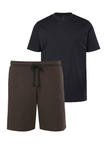 JP1880 Langer Schlafanzug in schwarz