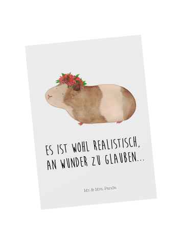 Mr. & Mrs. Panda Postkarte Meerschweinchen Weisheit mit Spruch in Weiß
