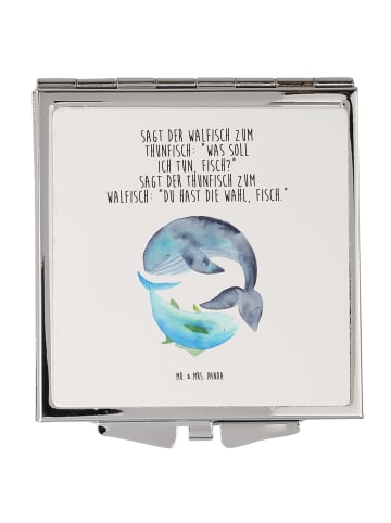 Mr. & Mrs. Panda Handspiegel Walfisch Thunfisch mit Spruch in Weiß