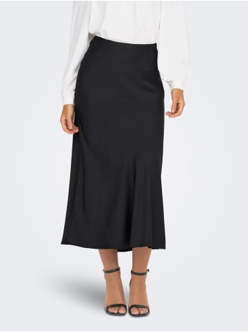 JACQUELINE de YONG Rock Midi-Länge Satin Elastischer Taillenbund in Schwarz