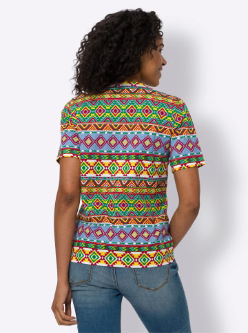 Sieh an! Kurzarmshirt in erdbeere-sonnengelb-bedruckt