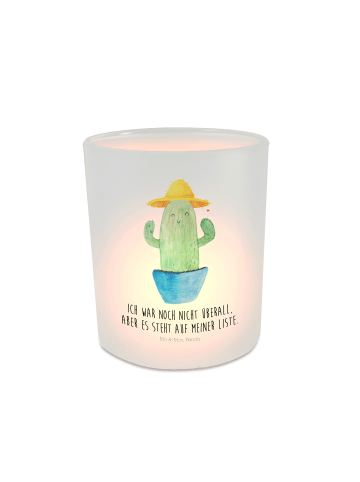 Mr. & Mrs. Panda Deko Windlicht Kaktus Hut mit Spruch in Transparent