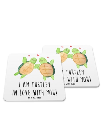 Mr. & Mrs. Panda Bierfilz Schildkröten Paar mit Spruch in Weiß