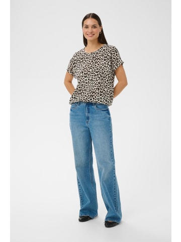 Kaffe Bluse kurzarm KAvilia Loose fit in Chalk / Sand / Black Leo Print