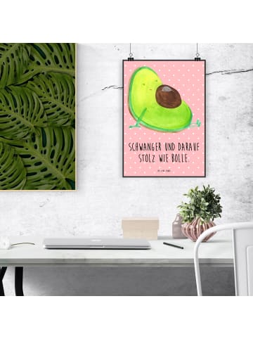 Mr. & Mrs. Panda Bild Avocado Schwangerschaft mit Spruch in Rot Pastell