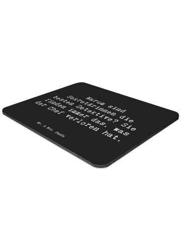 Mr. & Mrs. Panda Mousepad Spruch Sekretärin Detektiv mit Spruch in Schwarz