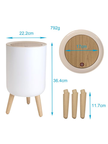 Intirilife Kosmetikeimer Tisch Mülleimer Bambus-Optik in 22.2 x 36.4 cm
