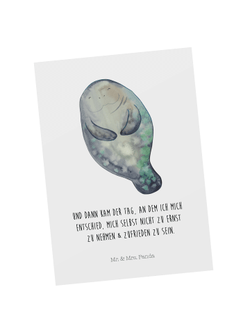 Mr. & Mrs. Panda Grußkarte Seekuh Happy mit Spruch in Weiß