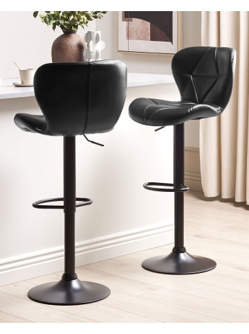 Beliani 2er-Set Drehhocker VALETTA in Schwarz/Schwarz