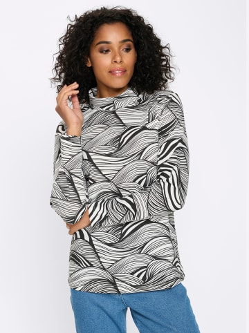 Sieh an! Langarm-Shirt in schwarz-ecru-bedruckt