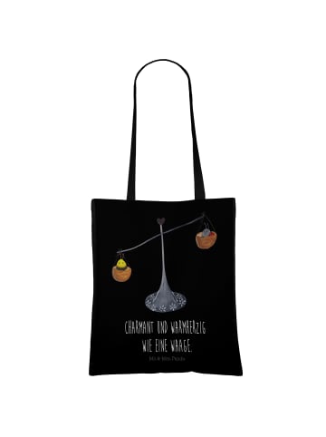 Mr. & Mrs. Panda Jutebeutel Sternzeichen Waage mit Spruch in Schwarz