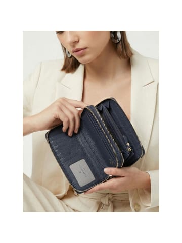 Lazarotti Bologna Leather XL Double Zip-Around Geldbörse RFID Leder 20 cm navy