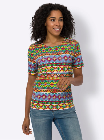 Sieh an! Kurzarm-Shirt in erdbeere-sonnengelb-bedruckt