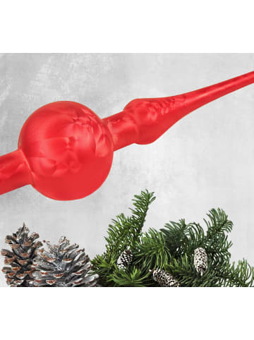 JACK Christbaumspitze Eislack 28cm Glas Matt Emaille in Rot Eislack