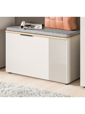 Inn.Furn Garderobenbank Kaschmir Sand und Eiche 80 cm, Schuhbank mit 4 Fächern