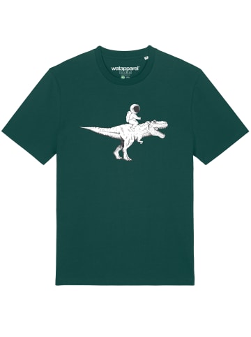 wat? Apparel T-Shirt Astronaut on T-Rex in Dunkelgrün