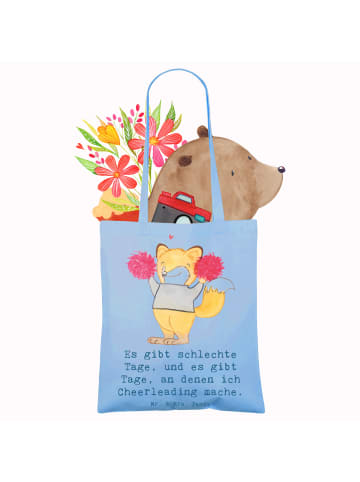 Mr. & Mrs. Panda Tragetasche Fuchs Cheerleader mit Spruch in Sky Blue