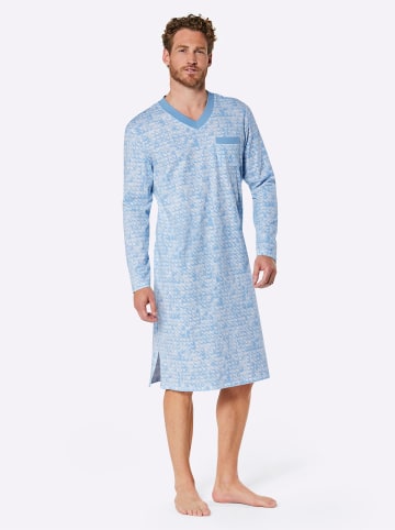 WITT WEIDEN Nachthemden in weiß-himmelblau-bedruckt