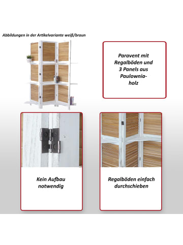 MCW Paravent Aberdeen mit Regalböden, Weiß/weiß