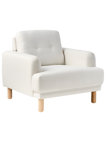 Beliani Sessel TUVE in Weiß/Heller Holzfarbton - (W) 88 x (H) 85 x (L) 90 cm