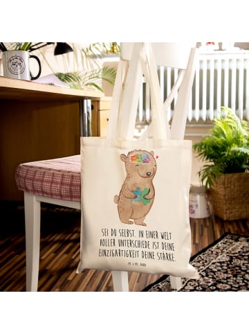 Mr. & Mrs. Panda Tragetasche Bär Autismus mit Spruch in Creme
