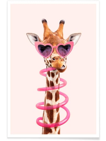 Juniqe Poster "Thirsty Giraffe" in Braun & Rosa