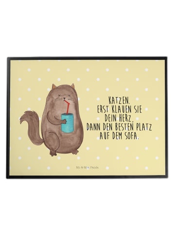 Mr. & Mrs. Panda Schreibunterlage Katze Dose mit Spruch in Gelb Pastell