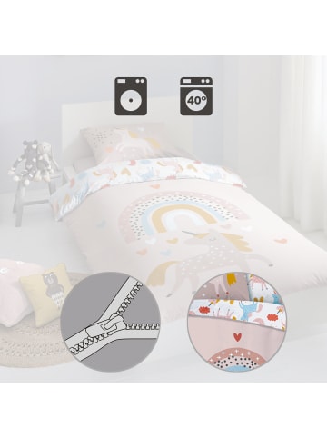 Good Morning Renforcé Kinder-Wendebettwäsche in rosé