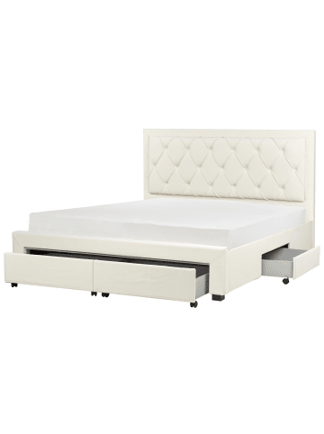 Beliani Doppelbett LIEVIN in Beige - (W) 185 x (H) 122 x (L) 217 cm